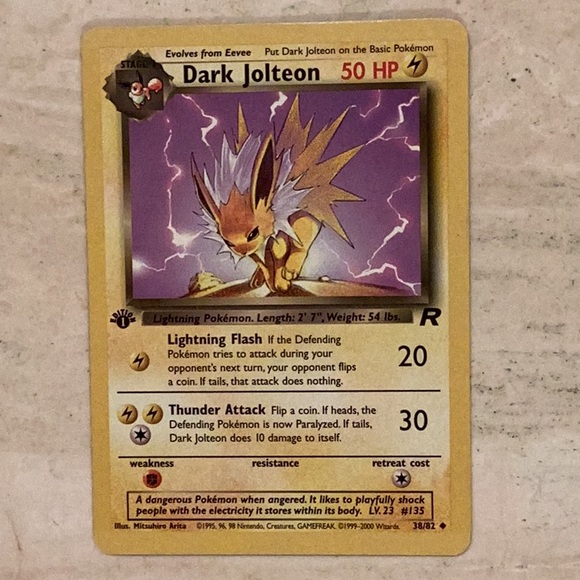 Pokemon | Other | Pokemon Dark Jolteon St Edition 200 Pokemon Card 3882 Team Rocket 38 Tcg | Poshmark Pokemon | Other | Pokemon Dark Jolteon St Edition 200 Pokemon Card 3882 Team Rocket 38 Tcg | Poshmark